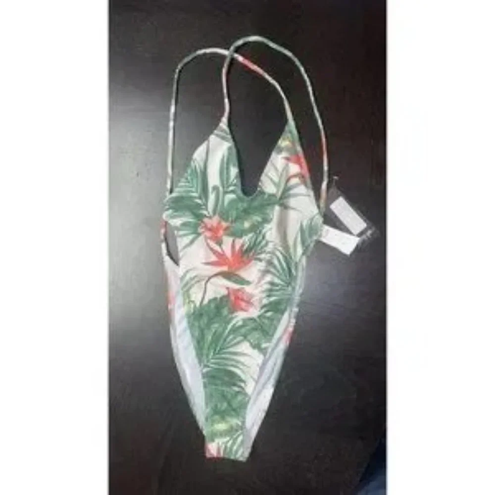 NWT Nasty Gal Just Sayin' High Palm Tree One-Piece Swim Suit - Picture 2 of 4